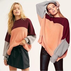 Free People Easy Street Colorblock Pullover Tunic Sweater XS